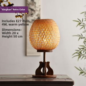 YILI DECO | Vintage Chinese Style Wooden Table Lamp