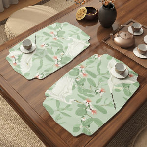 Modern Chinese Style Tea Table Mat Absorbent Water Proof Dry Puff Mat Small Tea Ceremony Tablecloth Tea Cup Pad Table Flag