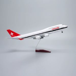 2026 New 47CM Scale Aircraft Swiss Airlines Airways B747 Resin Model Miniature Airplane With Wheel Collection Display Gift