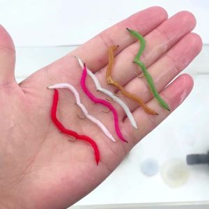 Bimoo 12PCS #12 Squirmy Chenille San Juan Worm Fly Artifical Earth Worm Squirmy Fly Wet Fly For Grayling Trout Fishing Lures