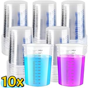 10Pcs Double-sided Scale 1000ml Clear Plastic Measuring Cup Disposable For Mixing Paint Pigments Epoxy Resin
