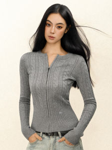 Slim Fitting American Chic Cable Knit Cardigan