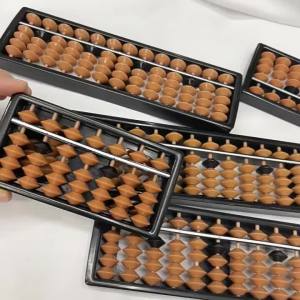 7/9/11/13/15/17 Digit Rods Standard Abacus Brown Plastic Abacus for Kids Math Learning Tool Counting Bead Frame for Students