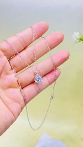 Dây chuyền bạc ý S925 xi bạch kim liền mặt 6 chấu 8li Dây liền Mặt dây chuyền bạc 8li mạ vàng trắng đẹp Vòng cổ bạc ý xi kim sang trọng và đẳng cấp - KIM LỘC PHÁT DLM