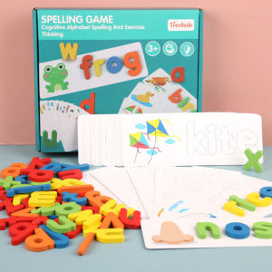 【Fast delivery】Toys Early Education Toys Wooden Word Spelling Game Alphabet Letter Number Learning Card For Kids