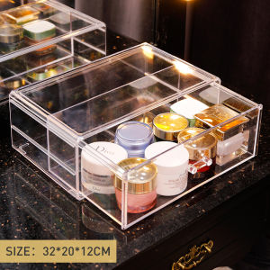 Internet Celebrity Transparent Extra Large Cosmetics Dustproof Storage Box Superimposed Skincare Shelves Lipstick Desktop Dresser