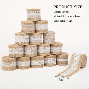ItemMart 2m Handmade Decorations Linen Volume Burlap Ribbon Cloth Roll Lace DIY Manual Accessories