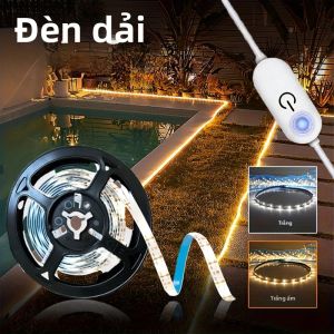 USB DC 5V Đèn LED Dây 2835 Công Tắc Cảm Ứng Mờ Linh Hoạt DIY Đèn Nền Gương Băng Ruy Băng Cho Giáng Sinh Tủ Trang Trí Phòng