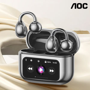 AI Earphones AOC ACD3521 Bluetooth Headphones HD Call Real-Time Translation Earbuds Smart Touch LCD Screen Wireless Earphones