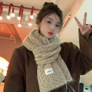 MiiOW | Warm Knitted Scarf For Women In Red Woolen Yarn Korean Style Autumn Winter Versatile High End Atmosphere Student Couple Neck Warmer