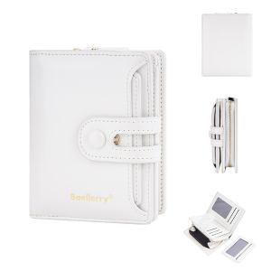 กระเป๋าสตางค์หนังแว็กซ์ผู้หญิงทาน้ํามัน - ปิดหัวเข็มขัด กระเป๋าใส่เหรียญซิปแนวตั้งและช่องใส่การ์ด 6 ช่อง (ดีไซน์นามธรรม)