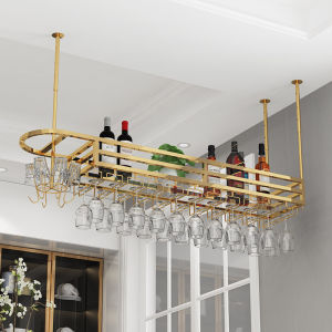 Stainless Steel Home Use Wine Glass Rack Inverted Luxury Bar Counter Hanging Wine Cup Holder Red Wine Storage Shelf Metal Craft