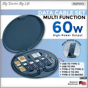 REMAX RC-190 Cable Set 60W Multifunction Fast Charging Micro USB Type-C IPH SD NM Micro Memory Card SIM Pin Container Box Holder Phone Function