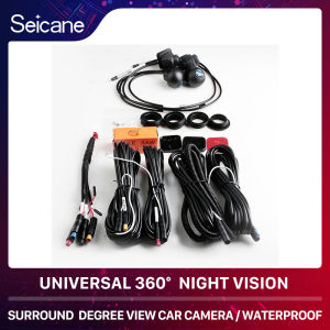 Seicane 360° Surround View Car Camera 360 degree Panoramic Front Rear Left Right Cameras Waterproof Night Vision for Universal Car Android Headunit 4pcs Cameras