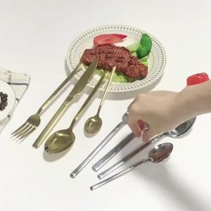 4pcs/16pcs Stainless Steel Cutlery Set Steak Cutlery Spoon for Dessert Dinner Party Applicable to Restaurants