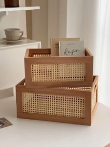 Japanese Vintage Rattan & Solid Wood Storage Solutions