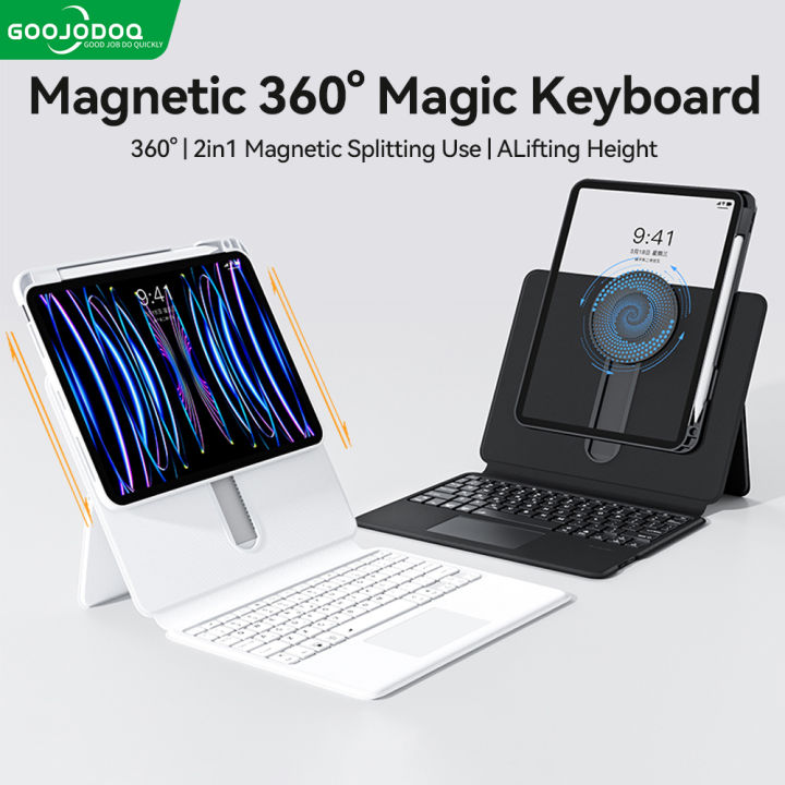 GOOJODOQ 2in1 Bluetooth Keyboard Wireless Magnetic Case 360° Rotation  Wireless Keyboard Case For iPad 7/8/9 Gen iPad Air Air4/5  Pro