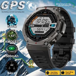 Đồng Hồ Thông Minh GPS Chống Nước GUHUAVMI T-Rex Ultra 5 ATM Với La Bàn GNSS Băng Tần Kép Cấp Độ Quân Sự 170+ Chế Độ Thể Thao Màn Hình AMOLED Dành Cho Nam