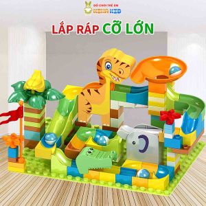 Đồ Chơi Xếp Hình Cầu Trượt Thả Bi 120 Chi Tiết Lớn Nukante Cho Bé Dễ Dàng Lắp Ráp