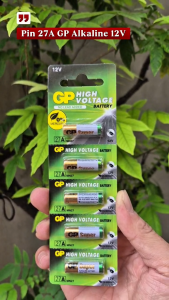 Vỉ 5 viên pin 27A / A27 GP Alkaline 12V pin điều khiển cửa cuốn Remote chống trộm chuông cửa