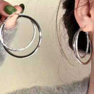 Elegant Double Layer Twisted Irregular Hoop Earrings for Women Luxury Fashion Sensation Alloy/Gold/Silver Plated Jewelry