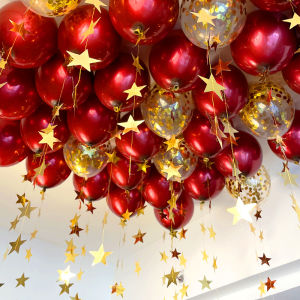Red Balloons Wedding Room Decoration Roof Star Hanging Decorations Moving in Celebration Supplies round Latex Balloons