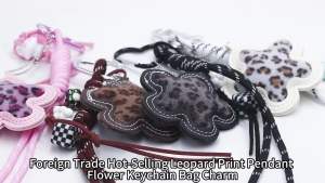 Korean Fashion Red Cherry Keyring Leather Leopard Print Flower Keychain Handbag Backbag Bag Charm Pendant Women Jewelry Gift