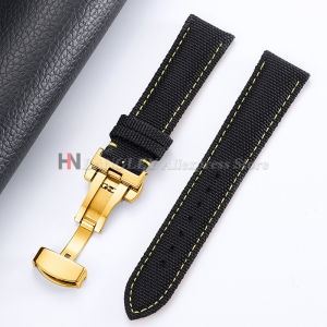 Dây Đeo Đồng Hồ Bằng Vải Nylon 20mm 22mm Dây Đeo Chống Nước Khóa Bướm Đa Năng Dây Đeo Đồng Hồ Dành Cho Nam Giới Phụ Nữ Xanh Vàng