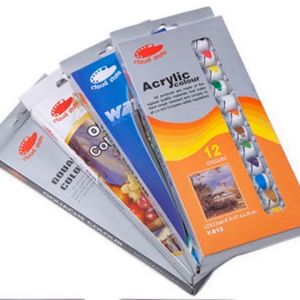 12 colors/set Acrylic Paints Set Hand-painted Wall Painting Textile Paint 12ML Art Supplies box