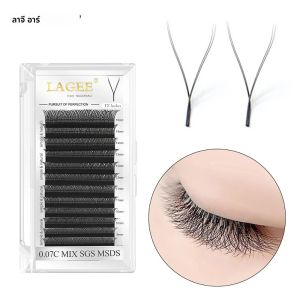 Lagee Y ขนตาปลอมแบบตาข่ายสำหรับตกแต่งขนตาปลอมแบบโค้งรูปตัว L Lu M ขนตาปลอมทอมือพรีเมด4D บลูม