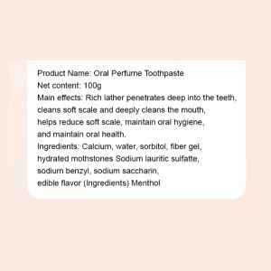 Fresh Breath Whitening Perfume Toothpaste Yellowing Stain Tartar Removal Mouth Deodorant Fresh Breath Long-lasting Fragrance
