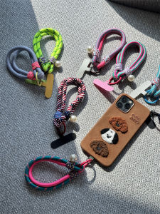 Korean Style Autumn Winter Double Strand Thickened Wristband Mobile Phone Lanyard Anti-Loss Card Strip Type Handheld Phone Case Chain