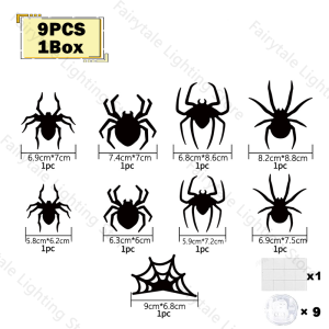 Halloween Bat/Spider Decor Night Light 3D Purple/Green Lights Wall Sticker for Self-adhesive Decor Halloween Party Decoration