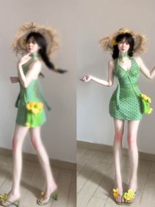 CHANGTONG | Beachwear V-neck Floral Print Dress For Petite Summer