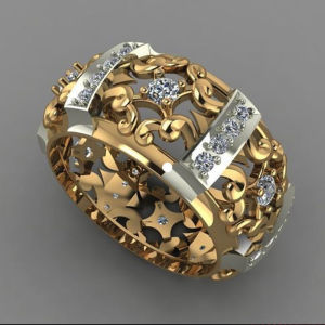 Huitan 2019 New Ethnic Strength Ring Fashion Gold Color Hollow Band Geometric Cubic Zircon Stone Hot Selling Engagement Ring