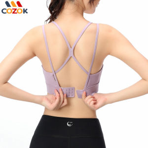COZOK Large Size Beautiful Back Sports Bra Integrated High Strength Shockproof Yoga Running Fitness Sports Underwear For Women