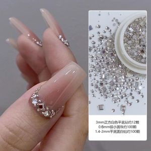 Mixed Czech Drill Flat Bottom Nail Art Materials Mini Fashionable Nail Steel Ball Jewelry Square Shape for Beauty Tools