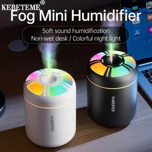 KEBETEME Mini Humidifier Portable Aroma Diffuser Non-Wet Desktop Fine Mist Humidifier with Colorful RGB Night Light USB Powered Small Air Humidifier for Bedroom Office Car