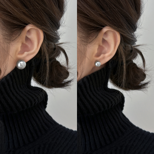 Gray Pearl Womens Earrings Fashionable Vintage Quality Jewelry Clip  out Pearl Shell Inlay Korean Style Earring