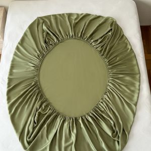 1pc Fitted Sheet Summer Cooling Lyocell Bamboo Fiber Mattress Cover with Deep Pocket Silky Green Home Bedspread us queen 152*203
