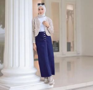 Rok jeans TAMMARA belah samping//ROK wanita highwaist //rok dewasa model terbaru
