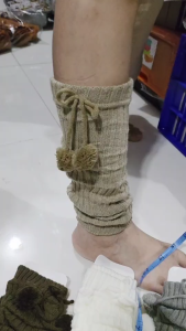 25146 Winter Leg Warmer Dewasa Anak Abg Penghangat Kaki Kaos Kaki Wanita Tebal Hangat Tinggi Polos Model Pita Musim Dingin