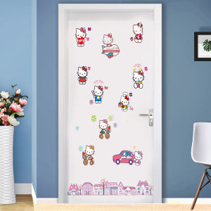 Hellokitty Door Stickers Wall Decals Cartoon Bedroom Decorations Girls Bedroom Wall Arrangement Cute Adhesive Stickers
