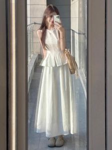 PEIZIXUAN | Stylish French White Camisole Dress