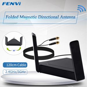Fenvi | FENVI Antenna Cable Dual Band 2.4G/5GHz For PCI-E Desktop WiFi Adapter RP SMA External Rotating Magnet Antenna for AX210 Router
