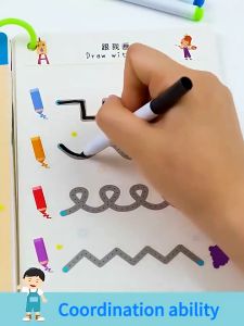 Kids Company 2-6 years Magical Tracing Workbook for Kids Starter Educational Toys for Kids Workbook Erasable Reusable Drawing Book Improve Logical Thinking Pen Control Training Copybook