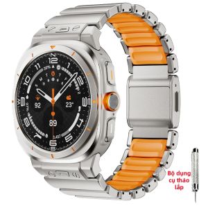 Dây Đeo Kim Loại Titan Cao Cấp Cho Samsung Galaxy Watch Ultra 2/2025/2024 47mm Dây Đeo Silicon Từ Tính Phụ Kiện Dành Cho Nam Giới Phong Cách Doanh Nhân