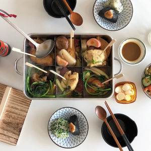 Korean Import Stainless Steel Japanese Oden Cooking Pot Korean Style Fish Cake Pan with Grid Camping Dinner Large Capacity Soup Pot