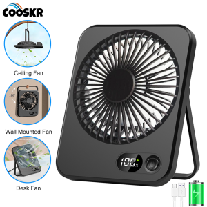 Desk Fan Portable Mini Rechargeable Fan Foldable USB Table Fan Wireless Wall Mounted Ceiling Fan Small Quiet Desktop Fan 5 Gears