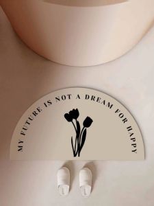 Luxury Style Bathroom Entrance Water Absorbent Mat Home Floral Bathrooms Anti-Slip Mat Semi-Circular Wear-Resistant Diatom Mud Floor Mat